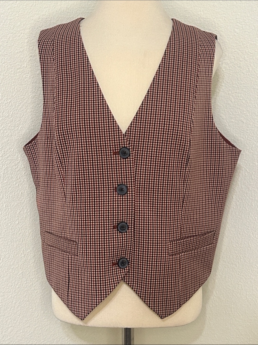NWOT A New Day Plaid Vest Buttons Fully Lined L Large